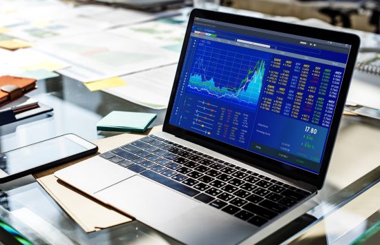 Graphic of investment stock market data analysis business